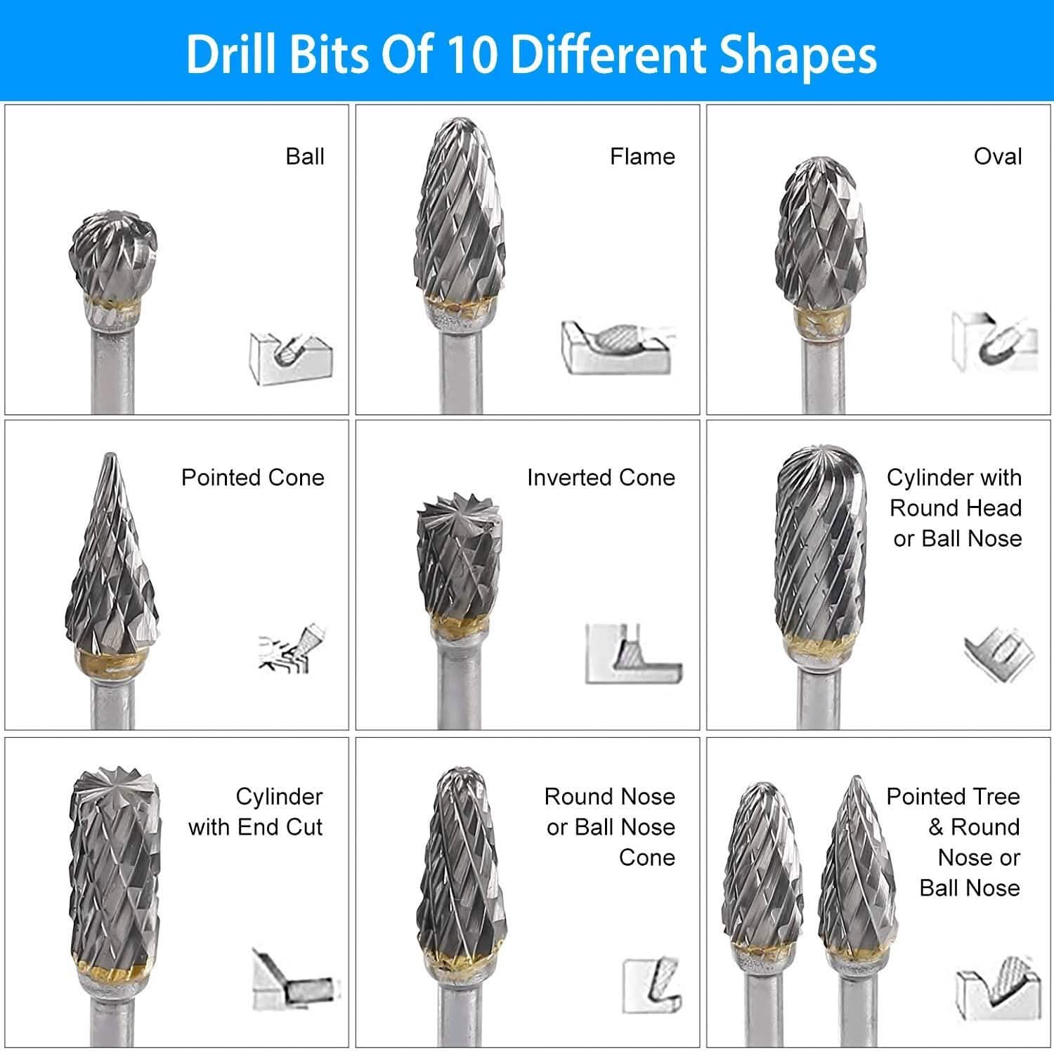 10-Piece: Double Cut Carbide Rotary Die Grinder Bit Set DailySale