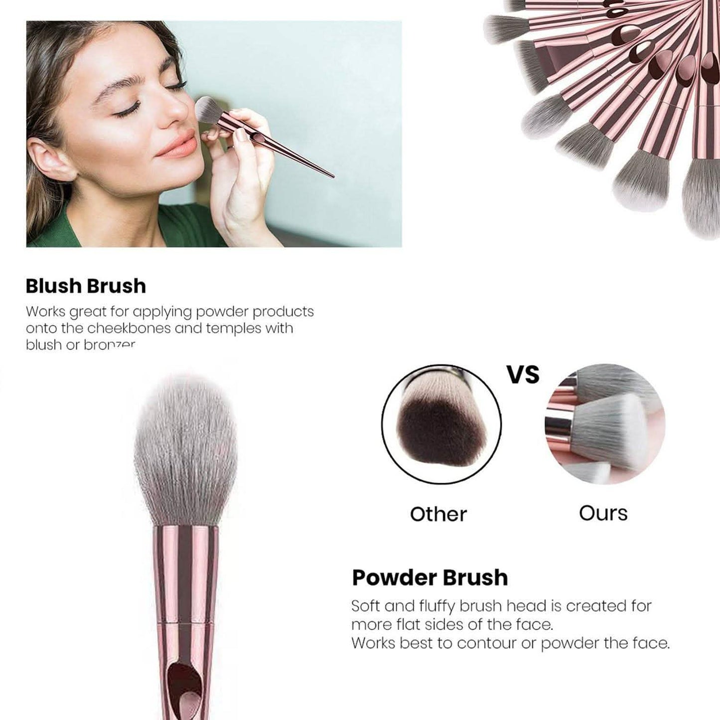 10-Piece: Metallic Premium Cosmetic Makeup Brushes Set DailySale