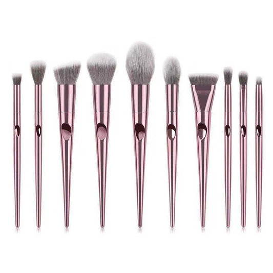 10-Piece: Metallic Premium Cosmetic Makeup Brushes Set DailySale