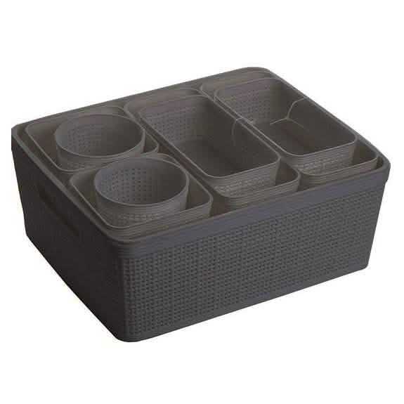 10-Piece: Plastic Woven Storage Basket Set-Nested DailySale