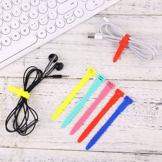 10-Pieces: 4.5 Inch Reusable Wire Ties Cord Organizer Straps Elastic Silicone Cord Organizer DailySale