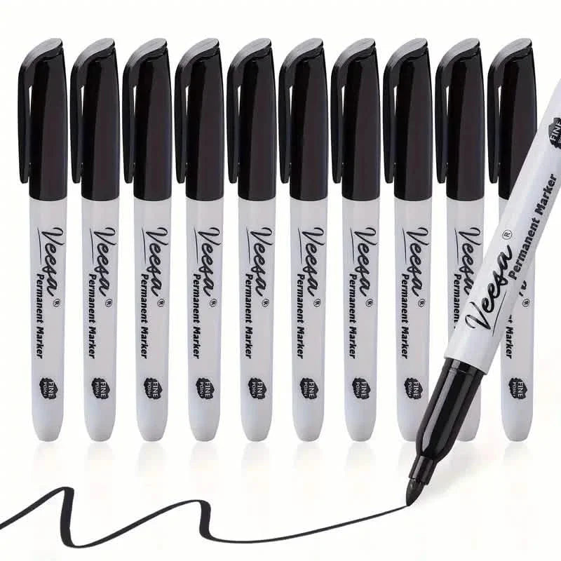 10-Pieces: Black Permanent Markers Fine Tip DailySale