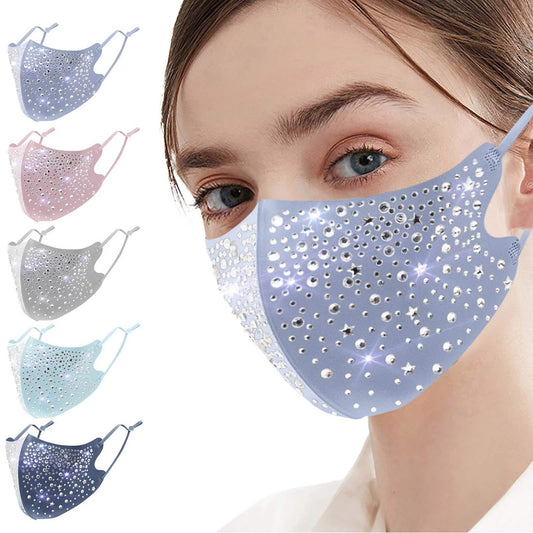 10-Pieces: Women's Face Mask Golden Metal Diamond Water Crystal Color DailySale