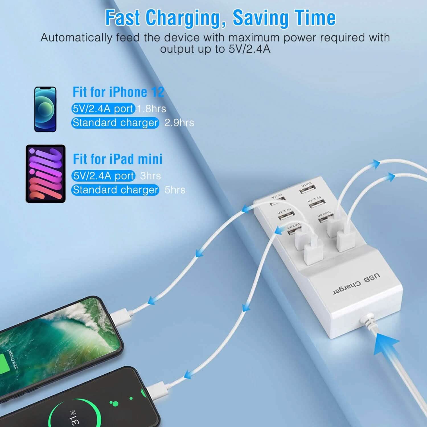 10-Ports 50W USB Wall Fast Charging Power Adapter DailySale