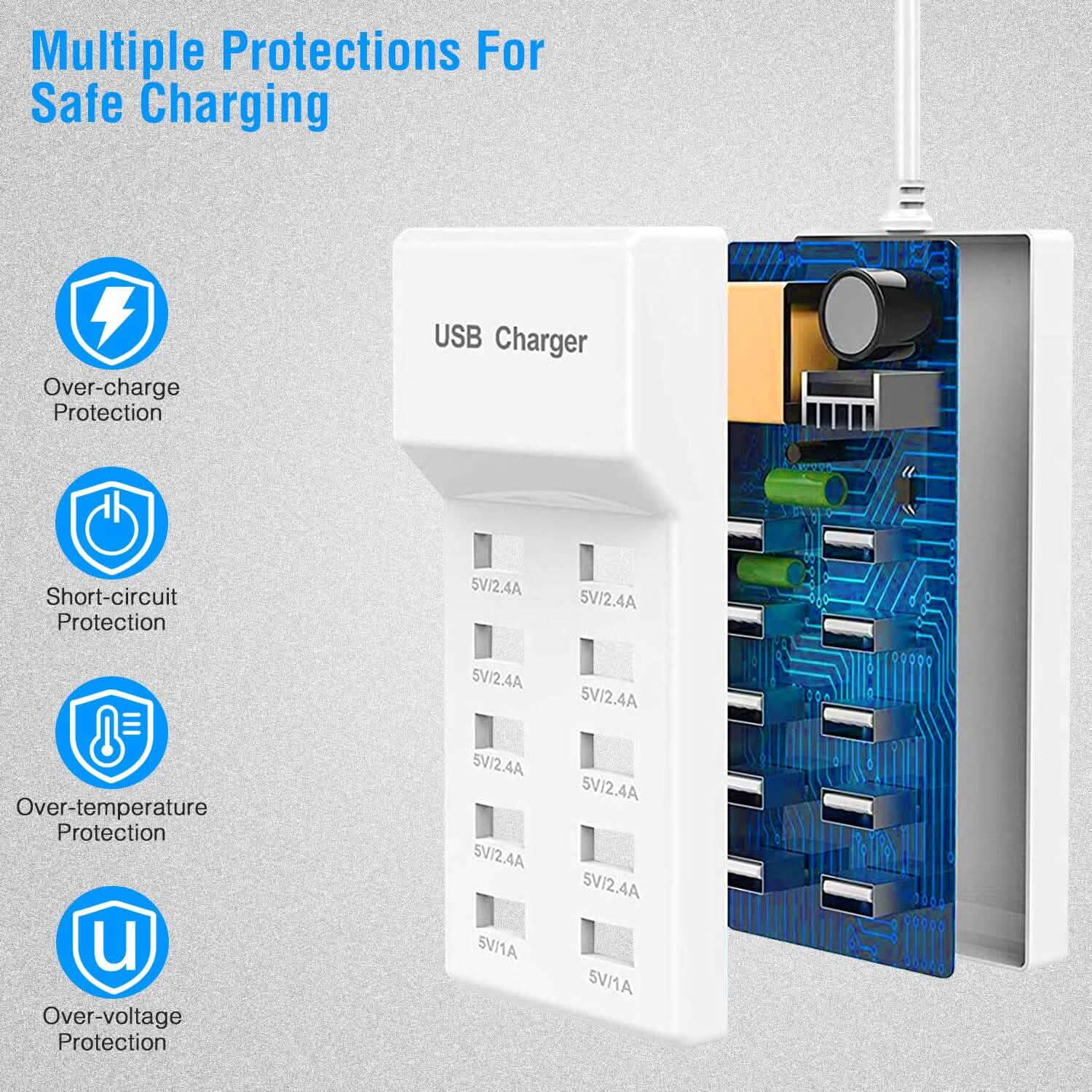 10-Ports 50W USB Wall Fast Charging Power Adapter DailySale