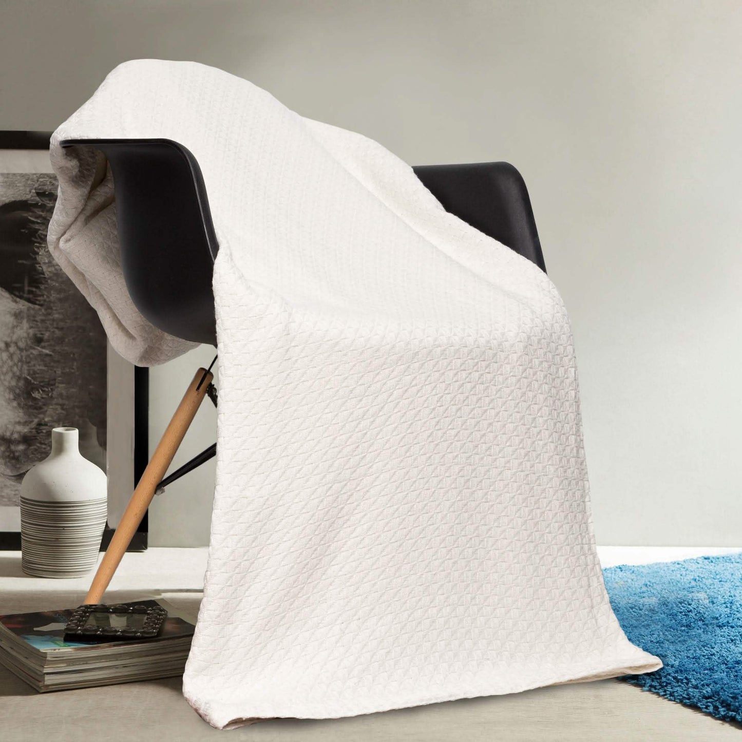 100% Cotton Heavyweight Square Knit Throw Blanket DailySale