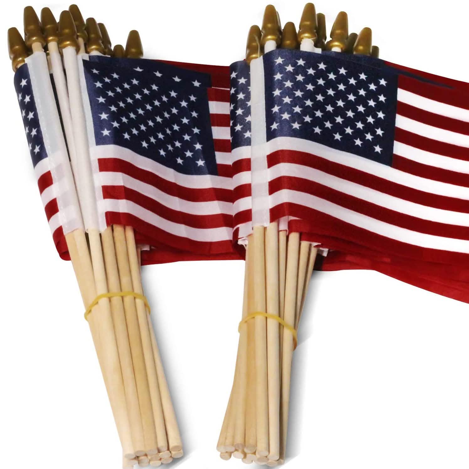 100-Pack: USA 4x6 in Wooden Stick Flag DailySale