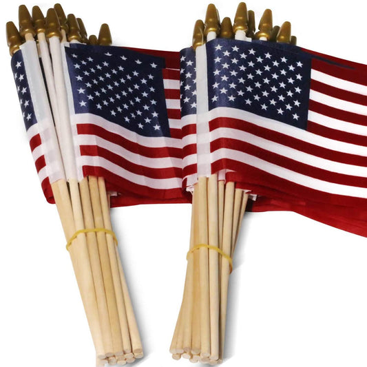 100-Pack: USA 4x6 in Wooden Stick Flag DailySale