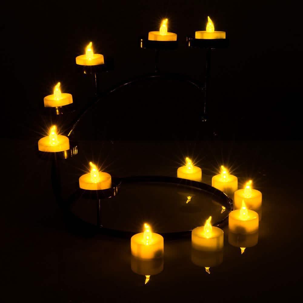 100-Pieces: Amber Yellow LED Tealight Flameless Flickering Candles DailySale