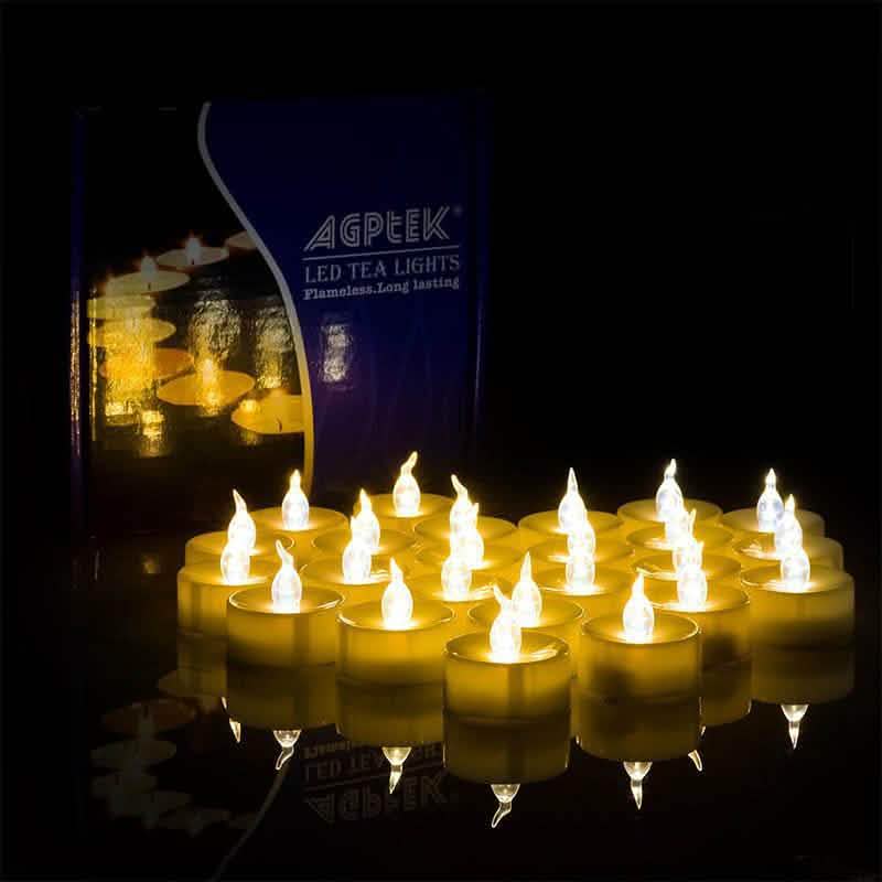 100-Pieces: Amber Yellow LED Tealight Flameless Flickering Candles DailySale