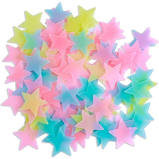 100-Pieces: Colorful Luminous Stars Plastic Wall Sticker DailySale