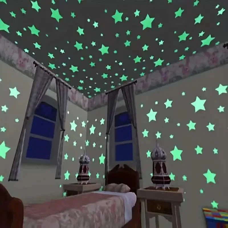 100-Pieces: Luminous Glow in the Dark Star Wall Stickers DailySale