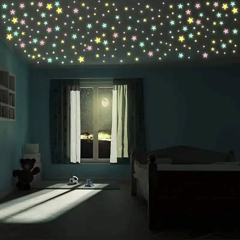 100-Pieces: Luminous Glow in the Dark Star Wall Stickers DailySale