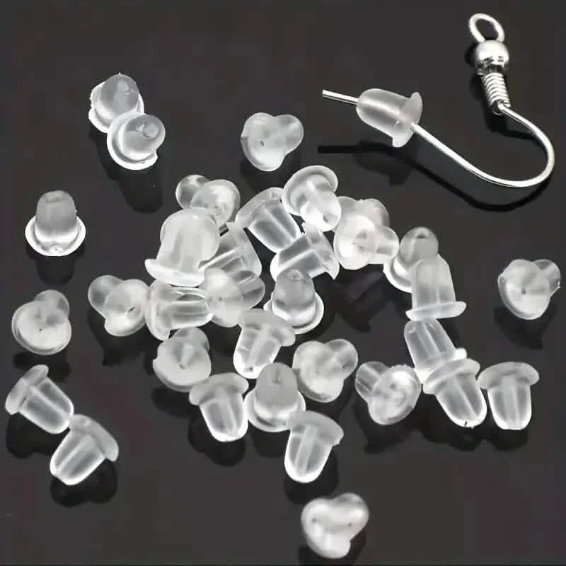 100-Pieces: Transparent Plastic Ear Clog Ear Stud Earring Pin Backs Ear Plug DailySale