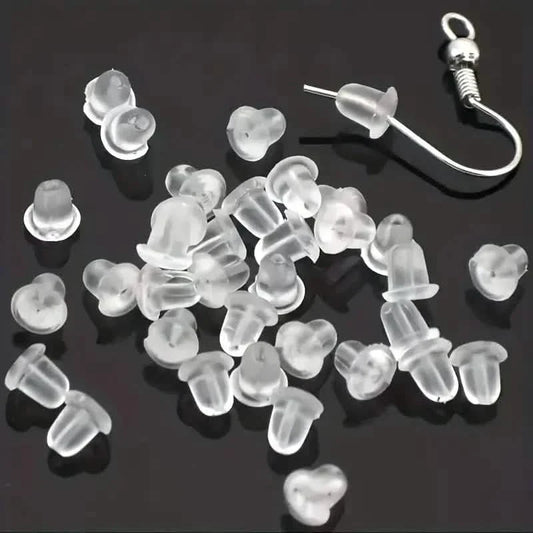 100-Pieces: Transparent Plastic Ear Clog Ear Stud Earring Pin Backs Ear Plug DailySale