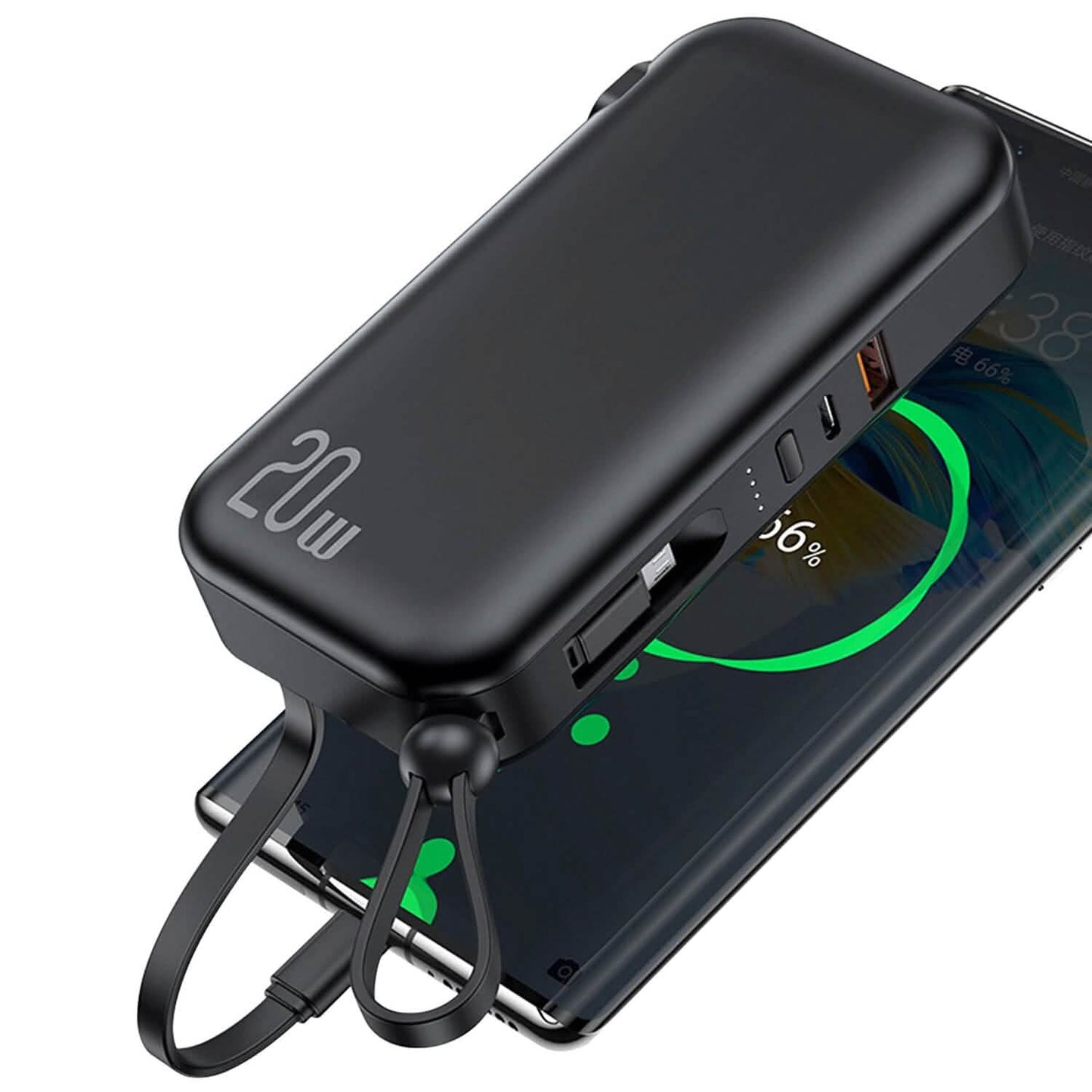 10000mAh Portable Charger with US Plug 3 Inbuilt Cables DailySale