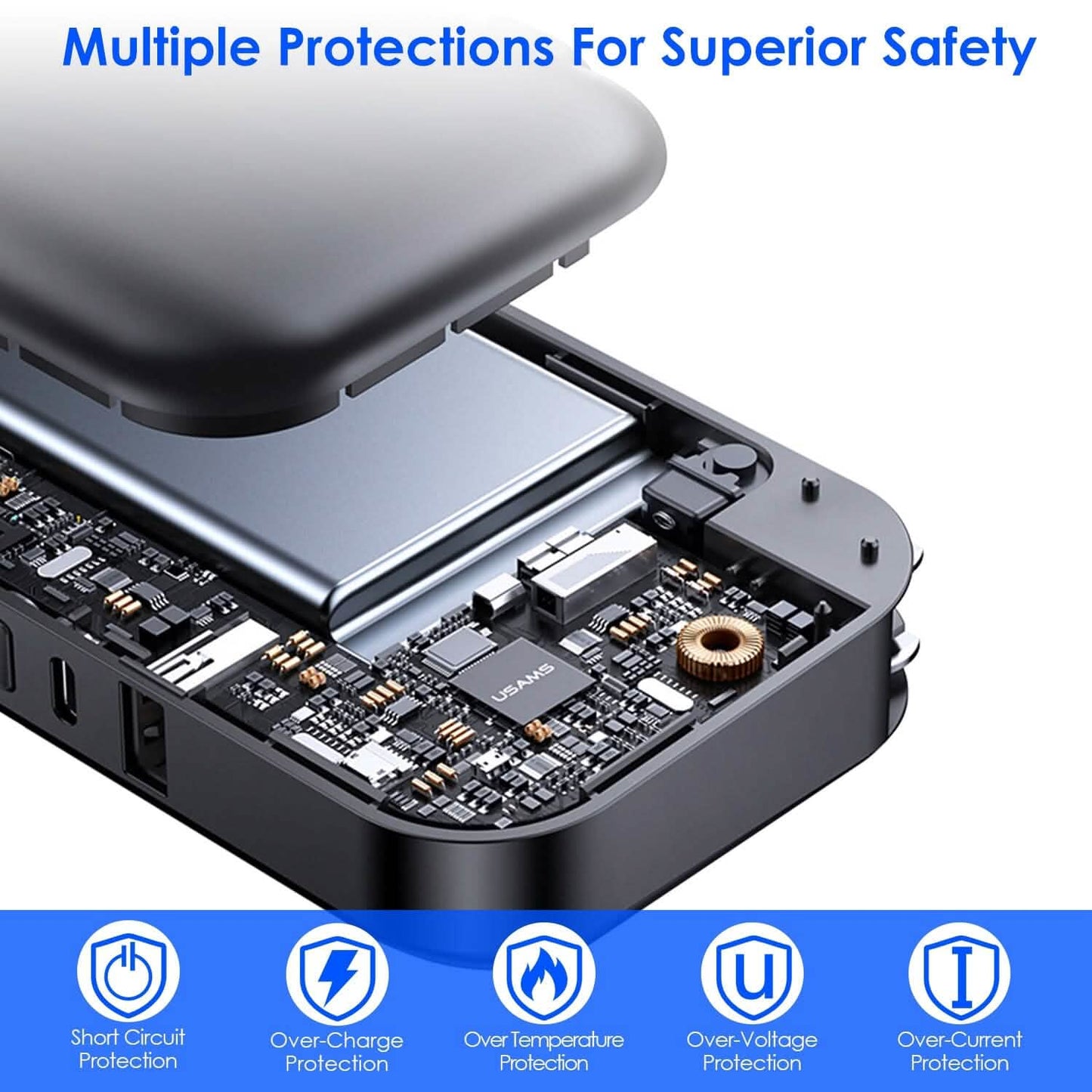 10000mAh Portable Charger with US Plug 3 Inbuilt Cables DailySale
