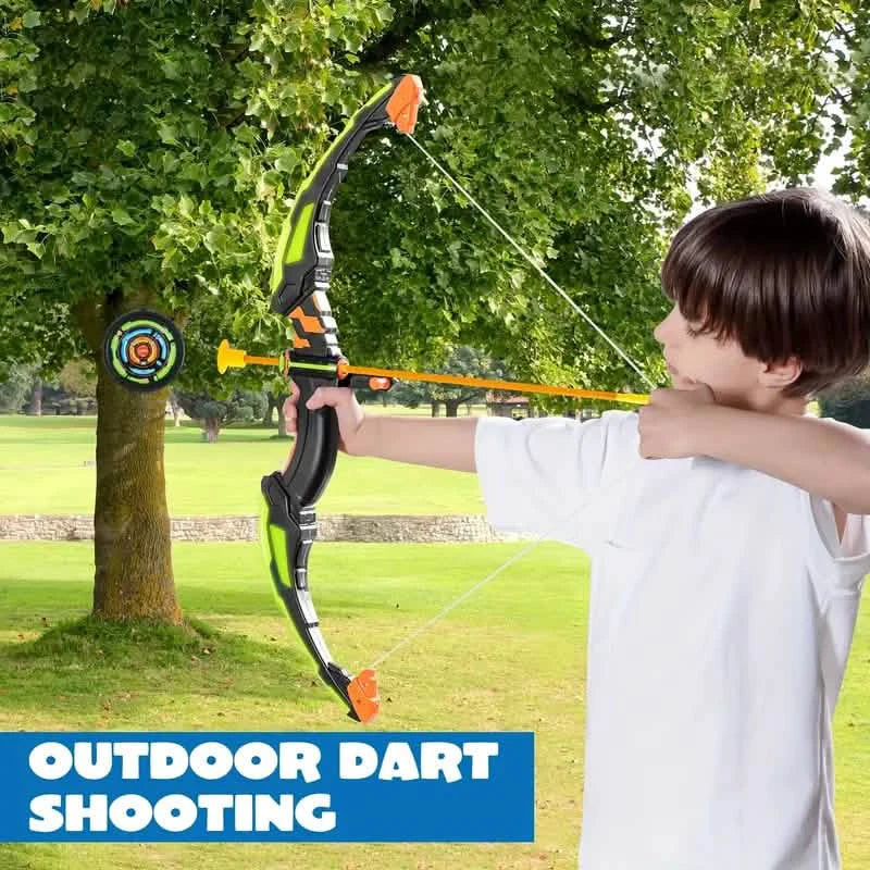 LED Bow & Arrow Toy Set for Kids Light-Up Archery Play Kit with Suction Cup Arrows (Blue/Green) DailySale