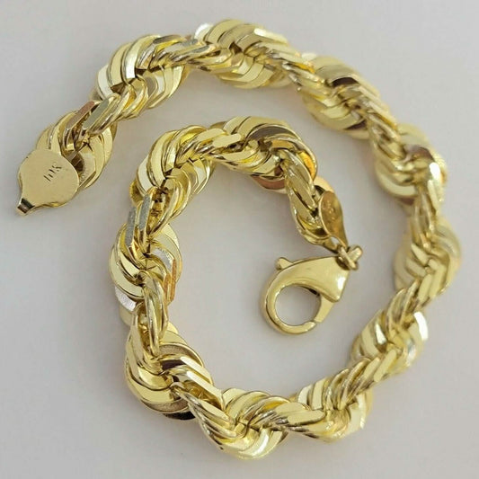 10K Solid Yellow Gold 8" 6MM Rope Bracelet DailySale