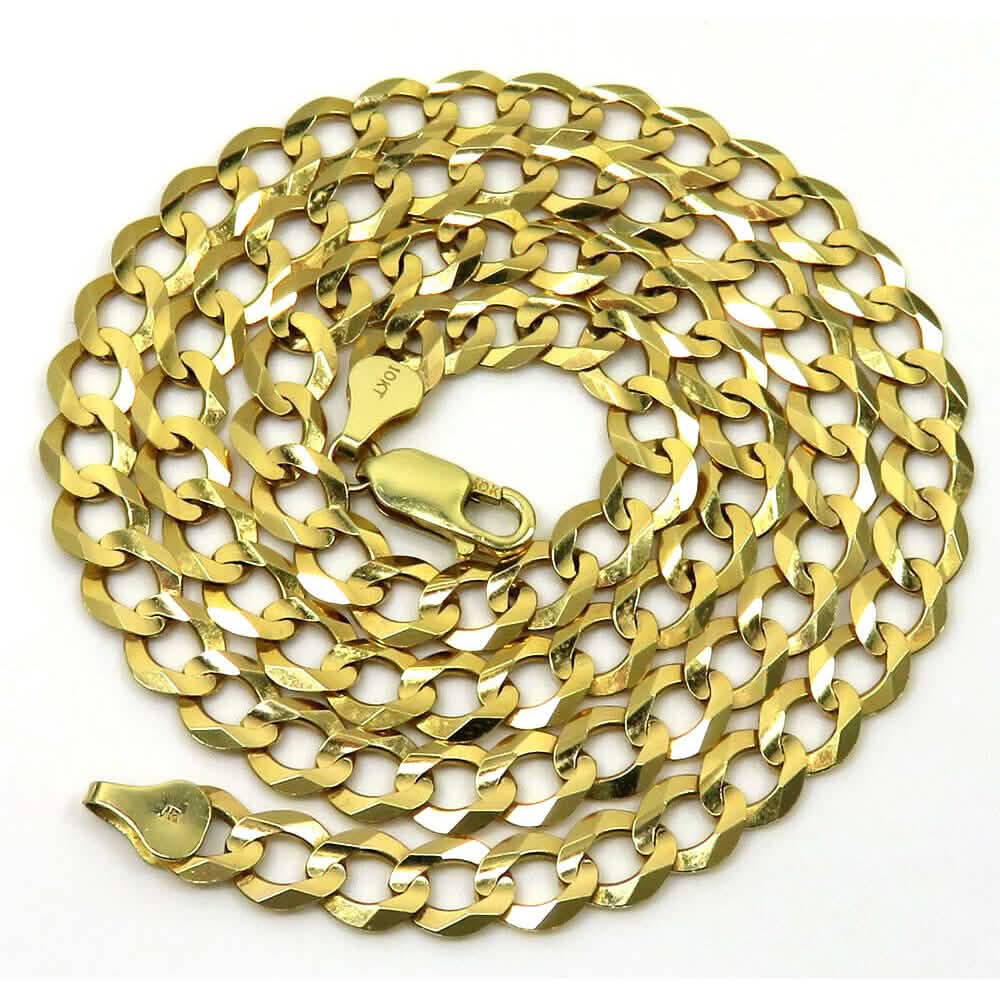 10K Solid Yellow Gold Curb Cuban Link Chain Pendant Necklace 7mm DailySale
