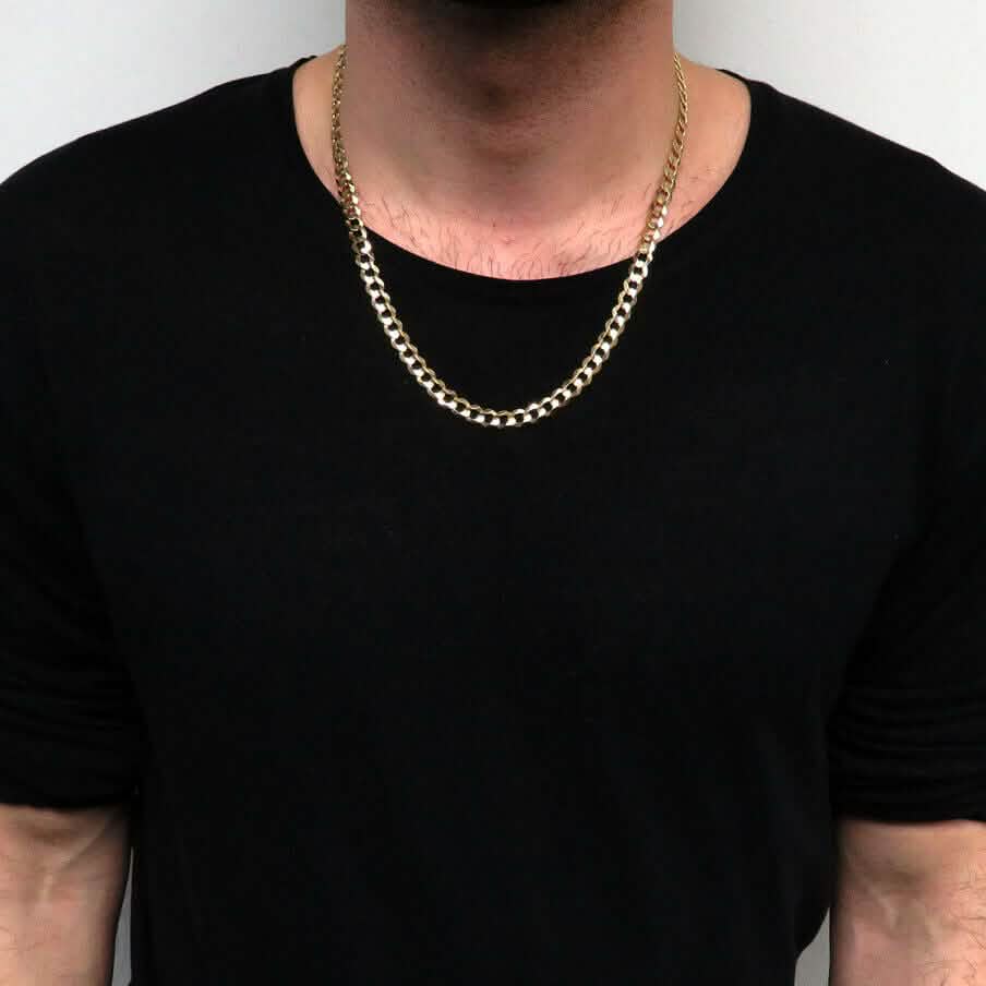 10K Solid Yellow Gold Curb Cuban Link Chain Pendant Necklace 7mm DailySale