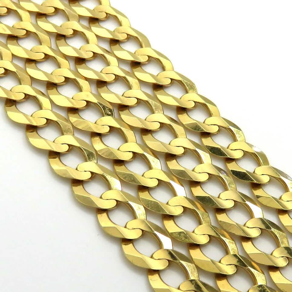 10K Solid Yellow Gold Curb Cuban Link Chain Pendant Necklace 7mm DailySale