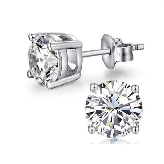 10K White Gold 1/2 Ct Round Created White Sapphire Stud Earrings DailySale
