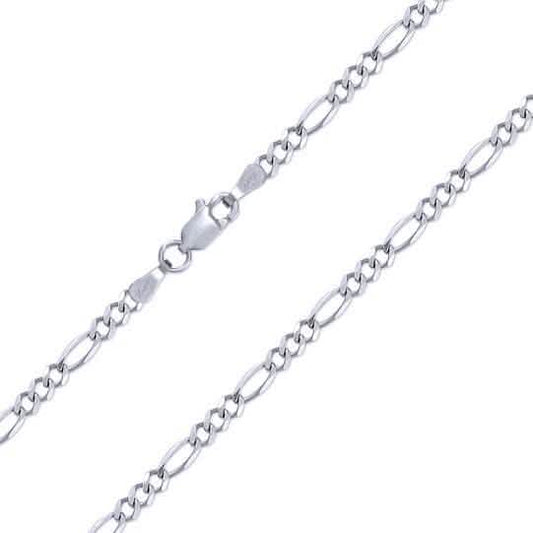 10K White Gold Men Women 2.5mm Solid Figaro Chain Pendant Necklace DailySale
