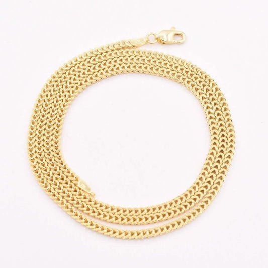 10K Yellow Gold 2MM Wheat Franco Box Chain Pendant Necklace DailySale