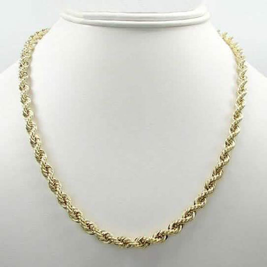 10K Yellow Gold 5mm Unisex Diamond Cut Rope Chain Necklace DailySale
