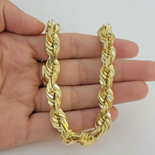 10K Yellow Gold 6MM Diamond Cut Rope Chain Necklace DailySale
