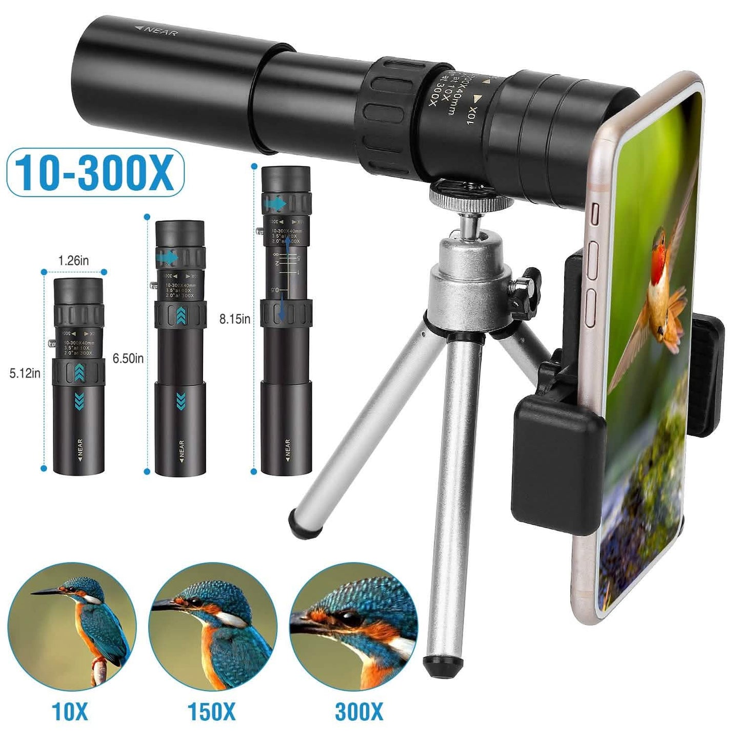 10X-300X Zoom Monocular Telescope High Definition Phone Telephoto Lens DailySale