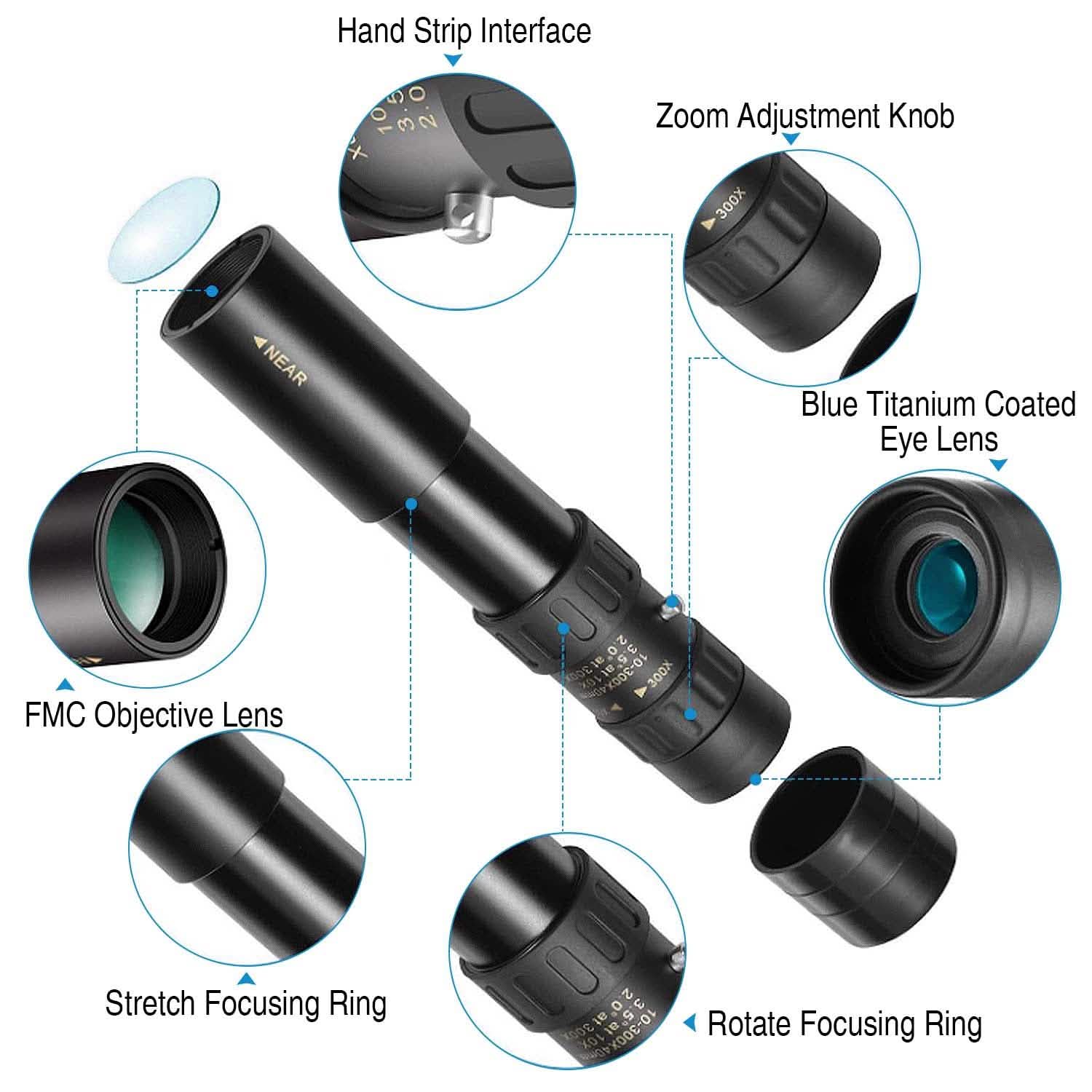 10X-300X Zoom Monocular Telescope High Definition Phone Telephoto Lens DailySale