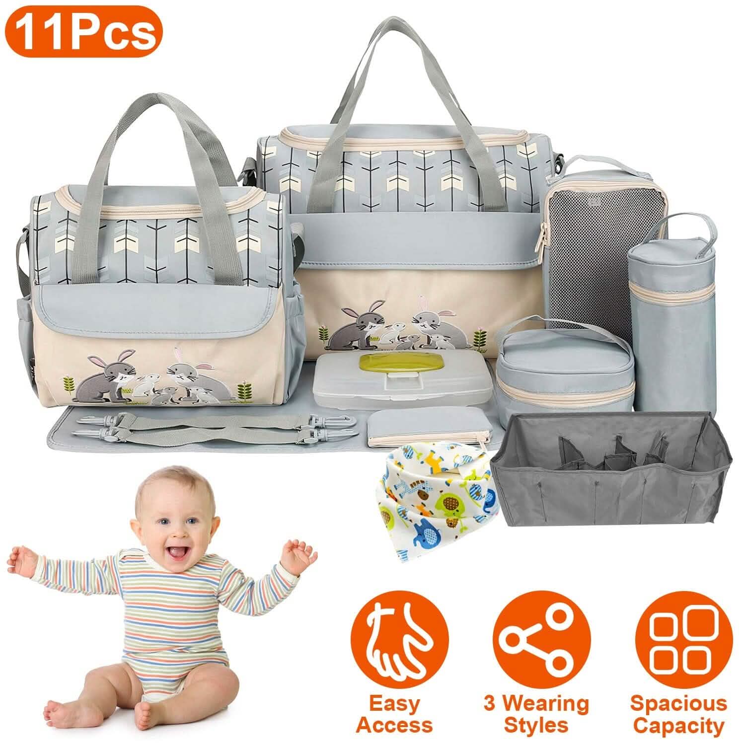 11-Piece Set: Multifunctional Diaper Handbags with Food Bag DailySale