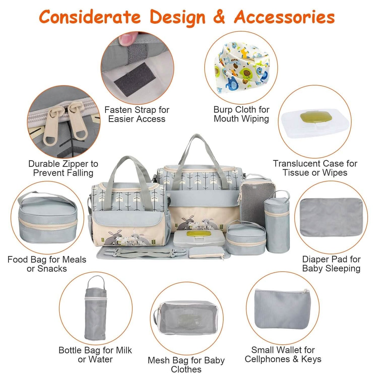 11-Piece Set: Multifunctional Diaper Handbags with Food Bag DailySale