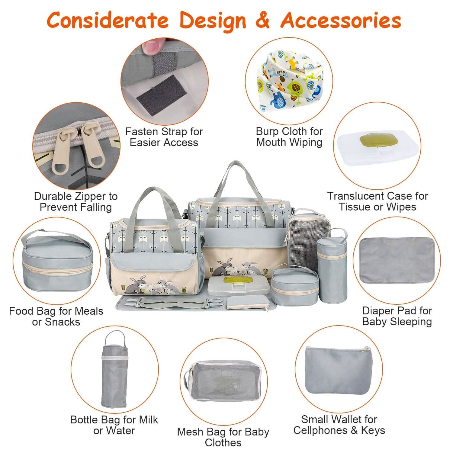 11-Piece Set: Multifunctional Diaper Handbags with Food Bag DailySale