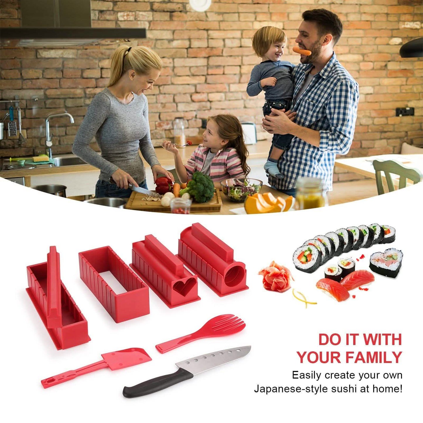 11-Piece: Sushi Making Kit Sushi Rolls with Premium Sushi Knife DailySale