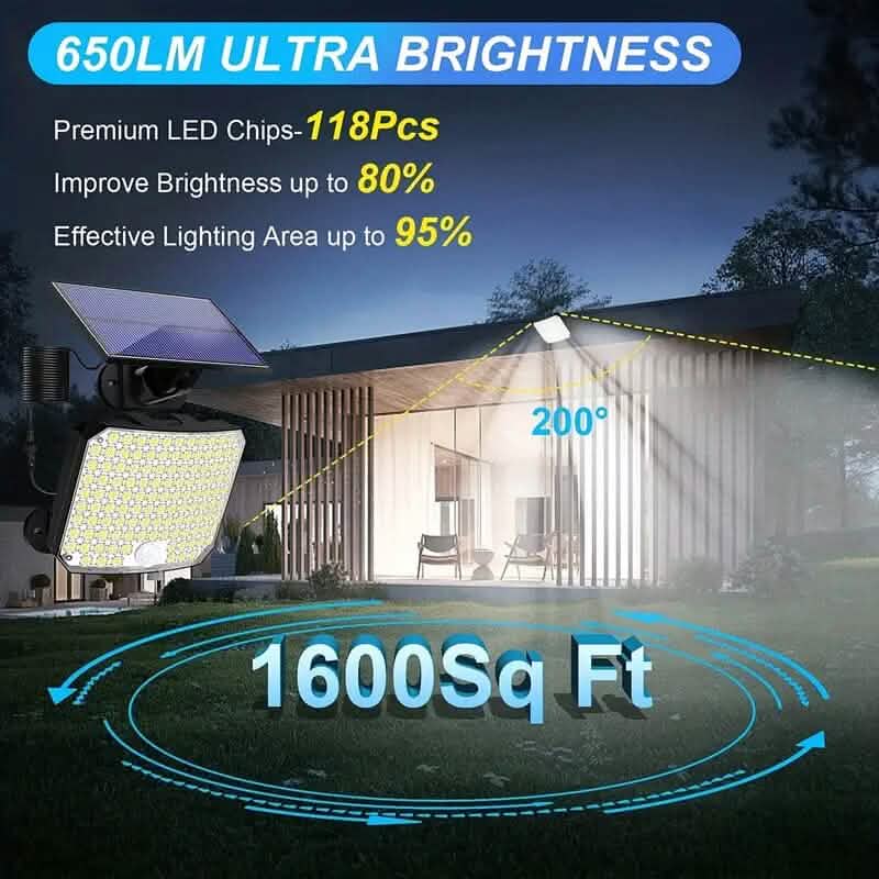 118 LED Solar Motion Sensor Flood Lights with Remote Control DailySale