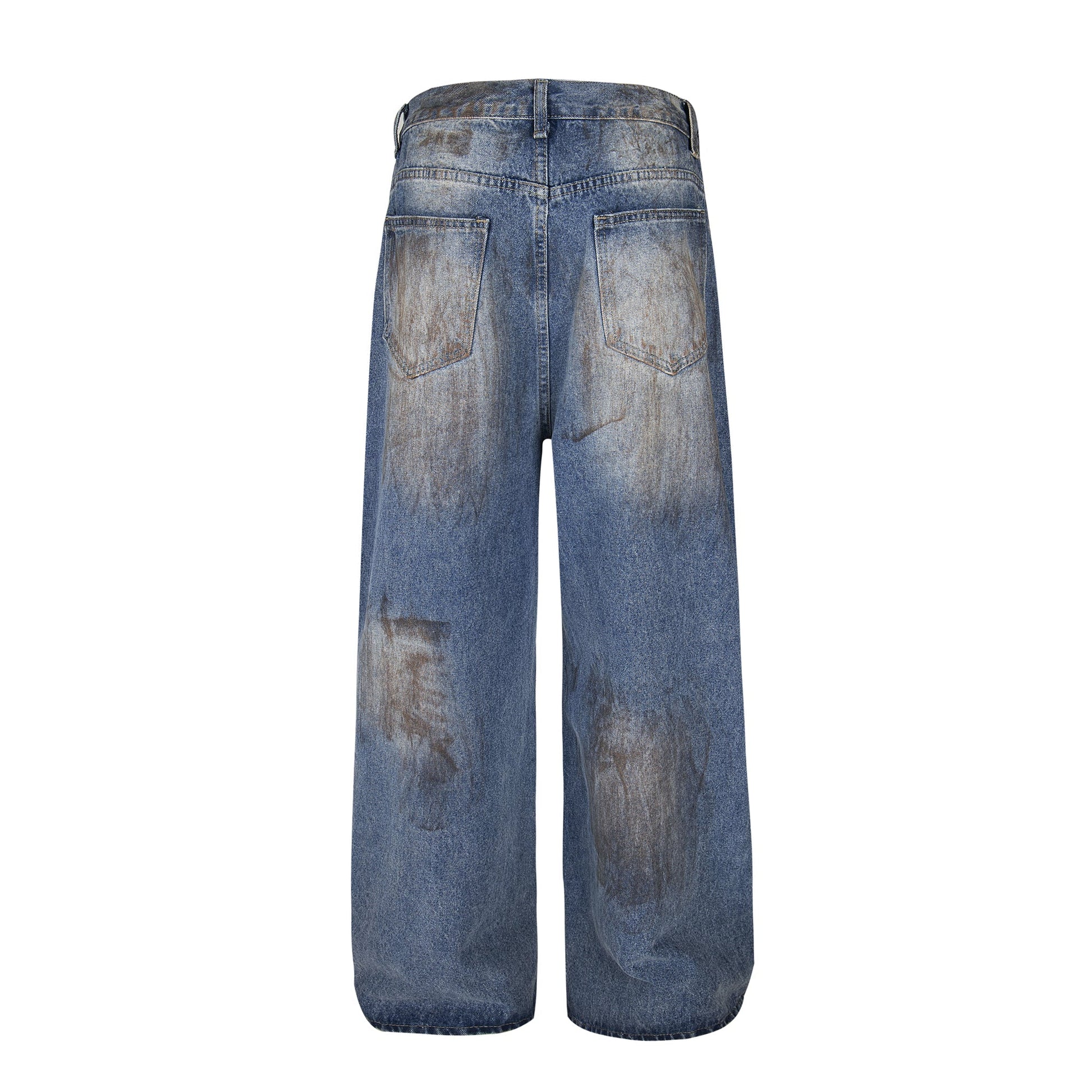 Destroyed Dirty Wash Denim Jeans - Grunge Aesthetic Distressed | LuxuryUrbanwear - Luxuryurbanwear