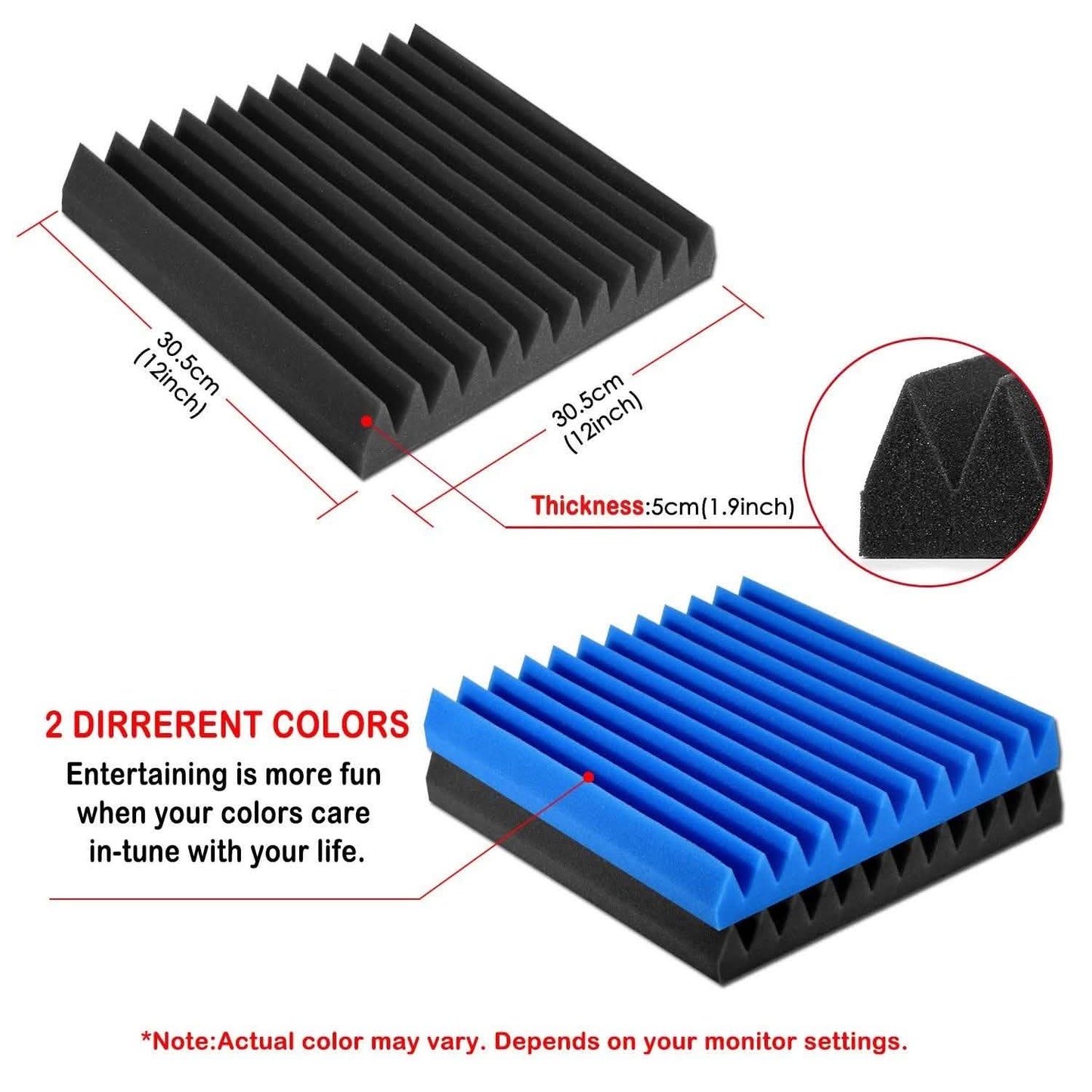 12-Pack: Sound Proof Padding Acoustic Foam Panels DailySale