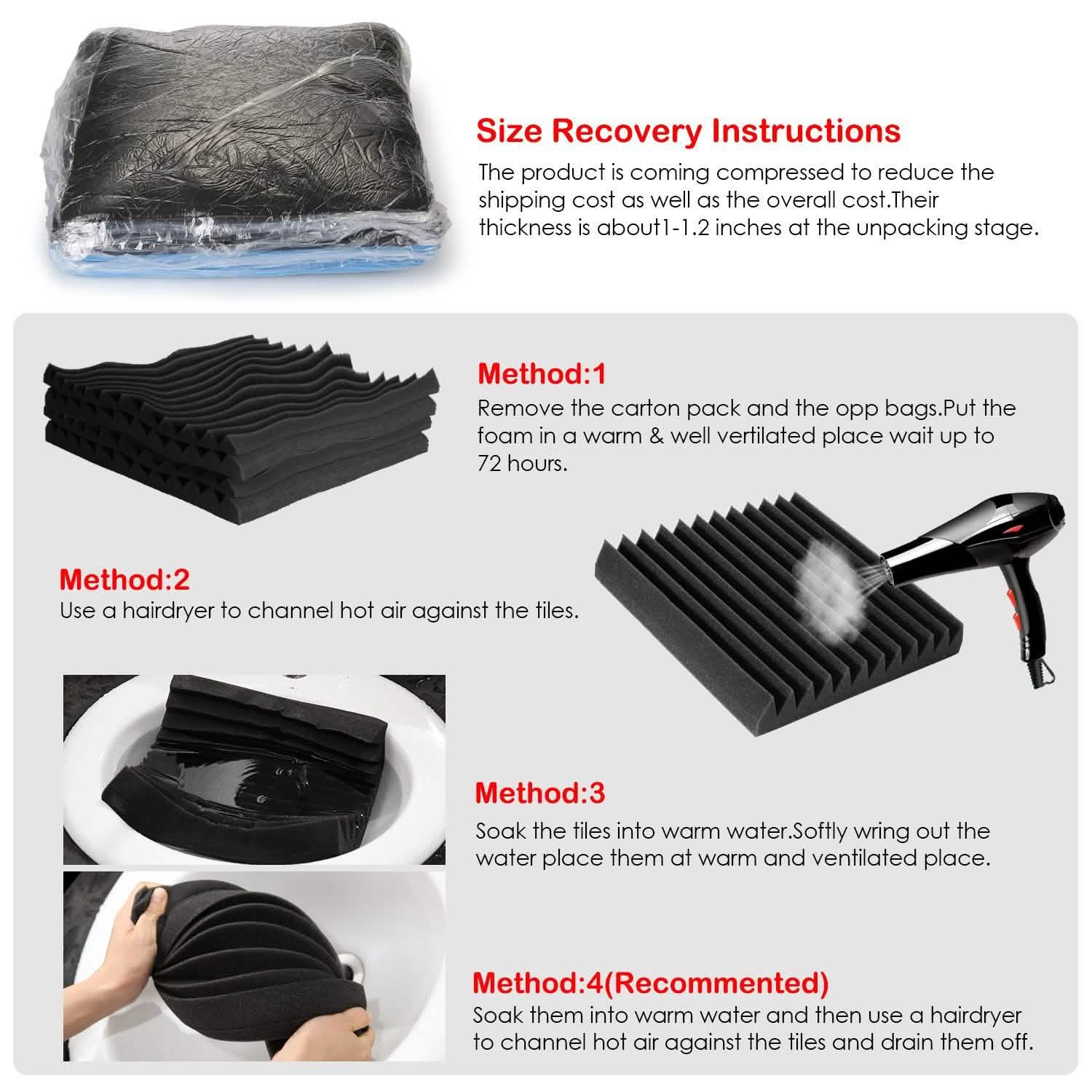 12-Pack: Sound Proof Padding Acoustic Foam Panels DailySale