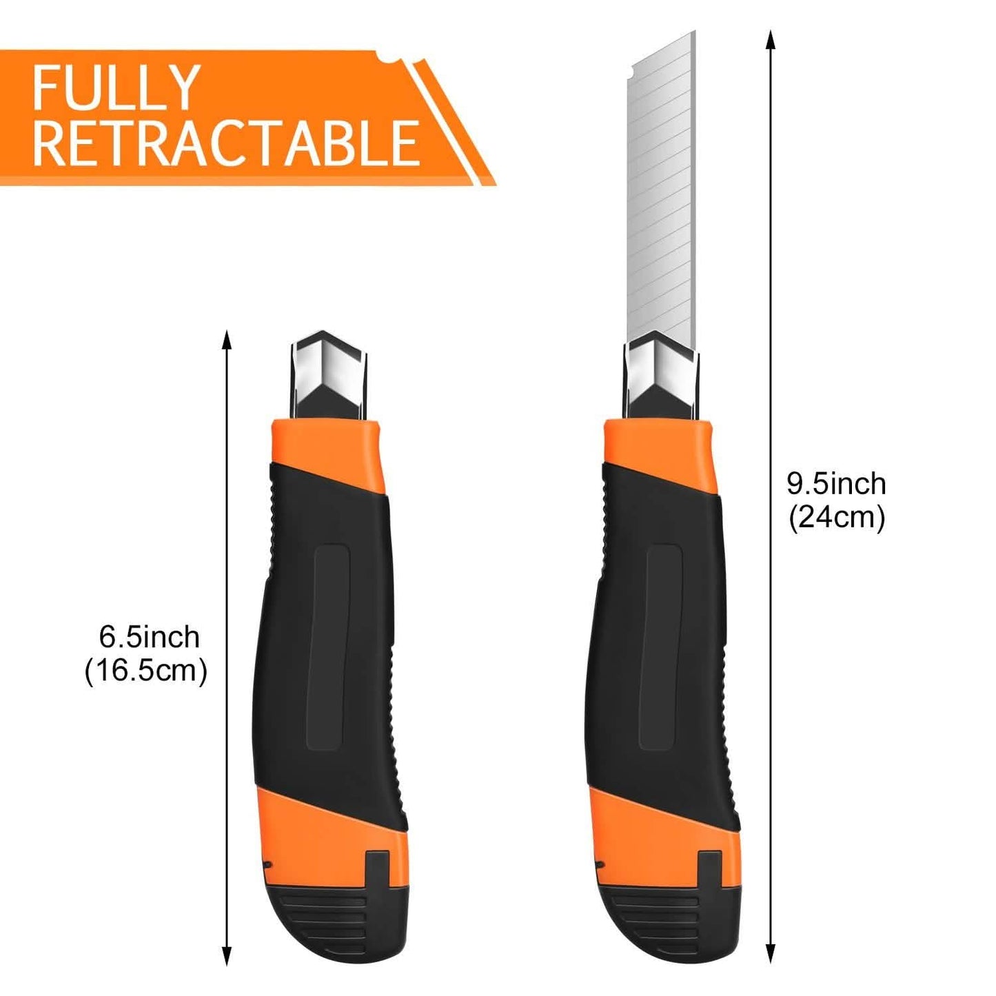 12-Packs: AGPtEK Utility Knife 18mm Retractable Safety Box Cutter with 12 Extra Spare Blades DailySale