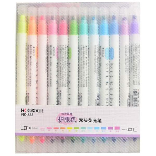 12-Piece: Cute Double Head Fluorescent Pen Highlighters Set DailySale