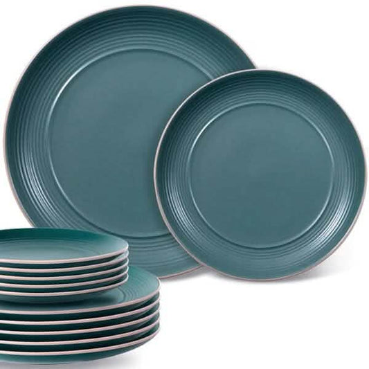 12-Piece: HITECLIFE Microwave and Dishwasher Safe Dinner Plates Set DailySale