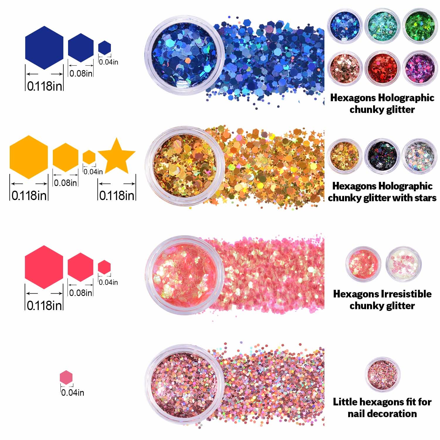 12-Piece: Holographic Chunky Glitters DailySale