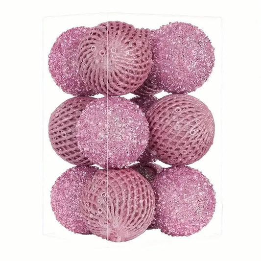 12-Piece Set:  Large Sparkling Glittering Sequins Foam Ball Ornaments DailySale