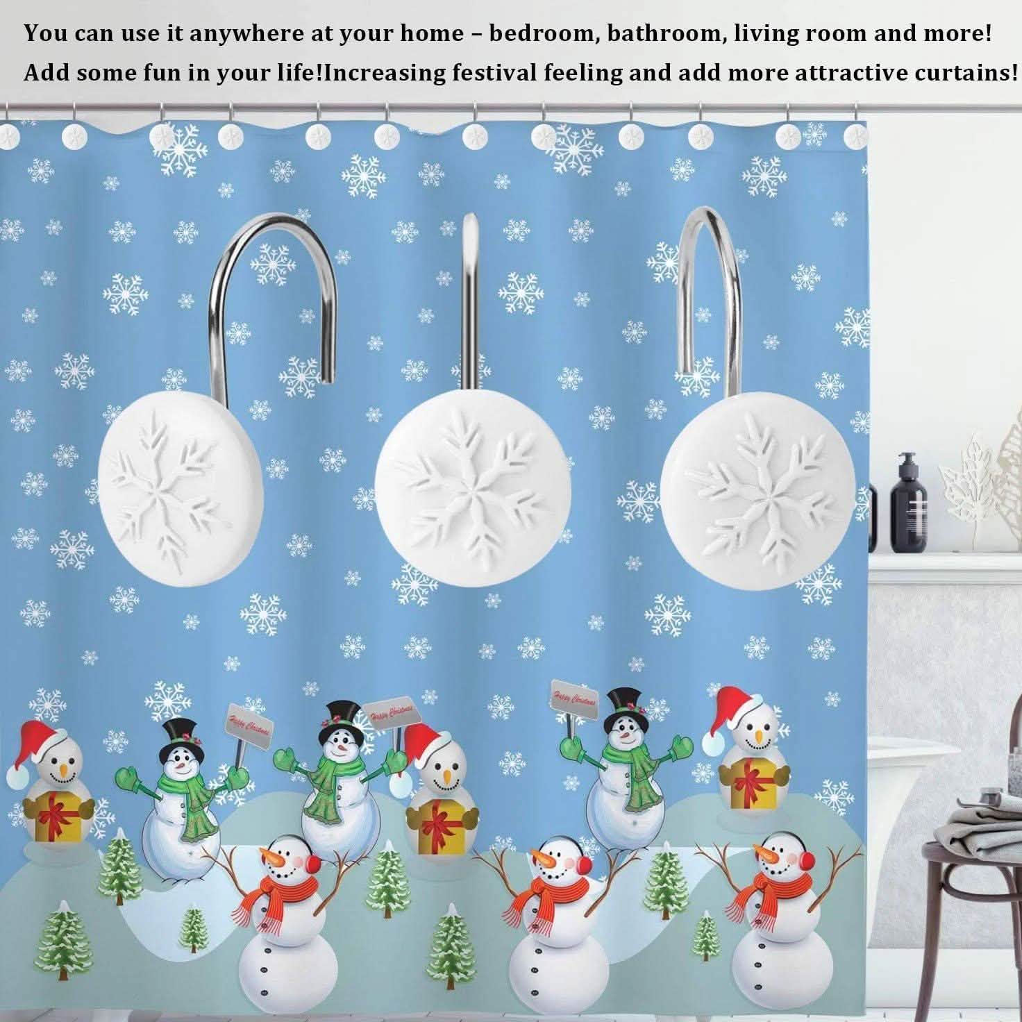 12-Piece: Snowflake Anti-Rust Round Shower Curtain Hooks for Home Bathroom Decor DailySale