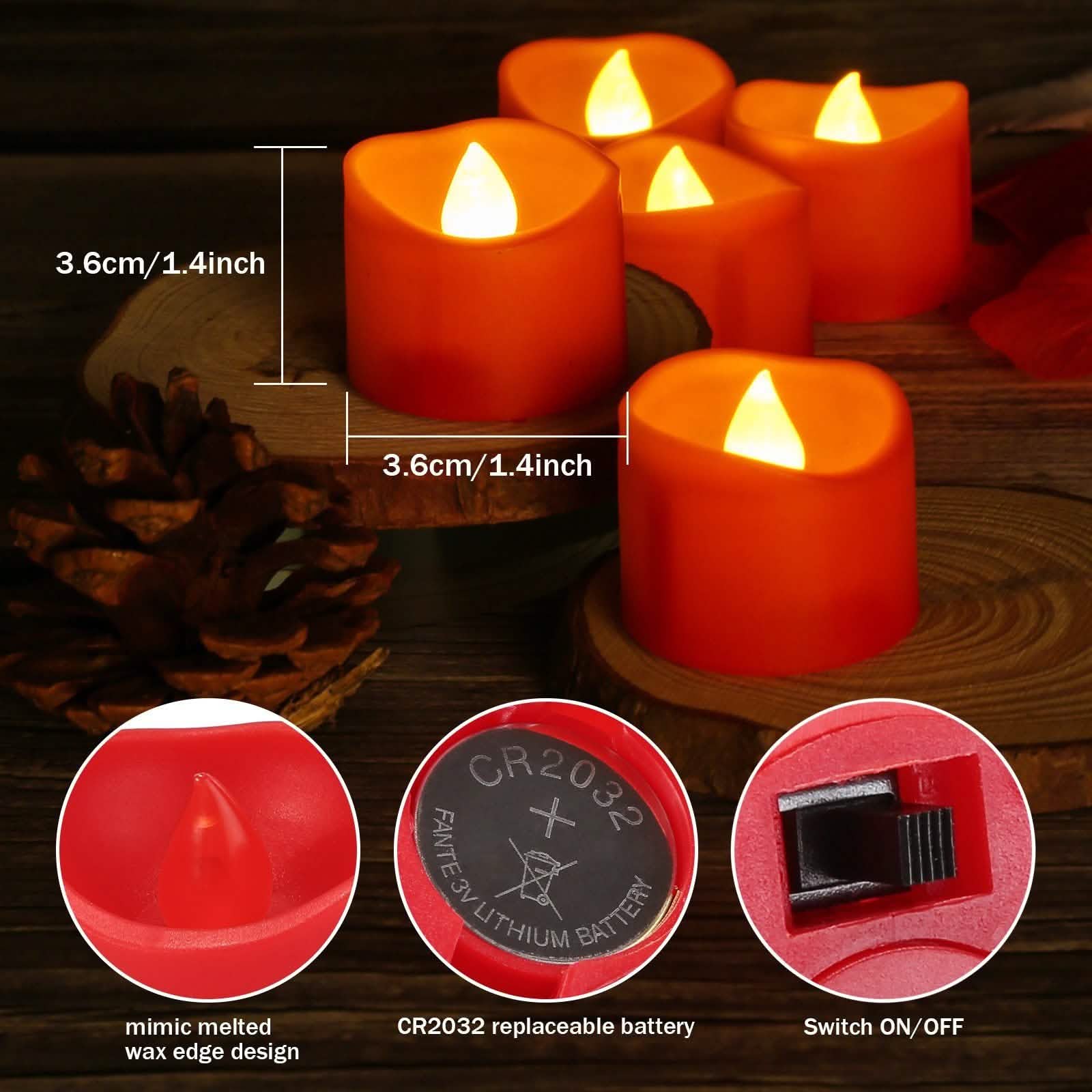 12-Pieces: Amber Yellow LED Tealight Flameless Candles with Timer DailySale