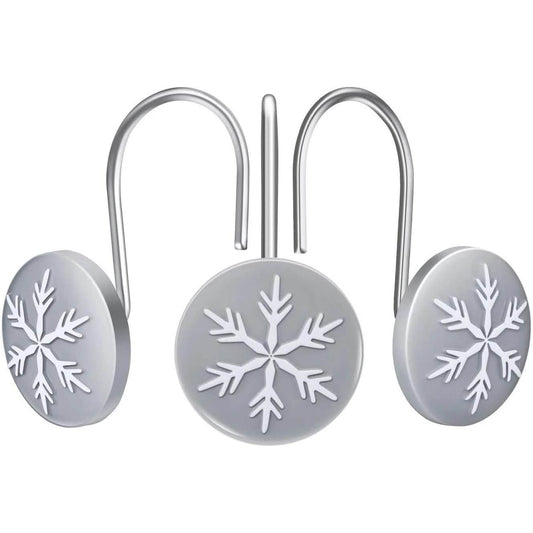 12-Pieces: Christmas Snowflake Anti-Rust Round Shower Curtain Hooks DailySale