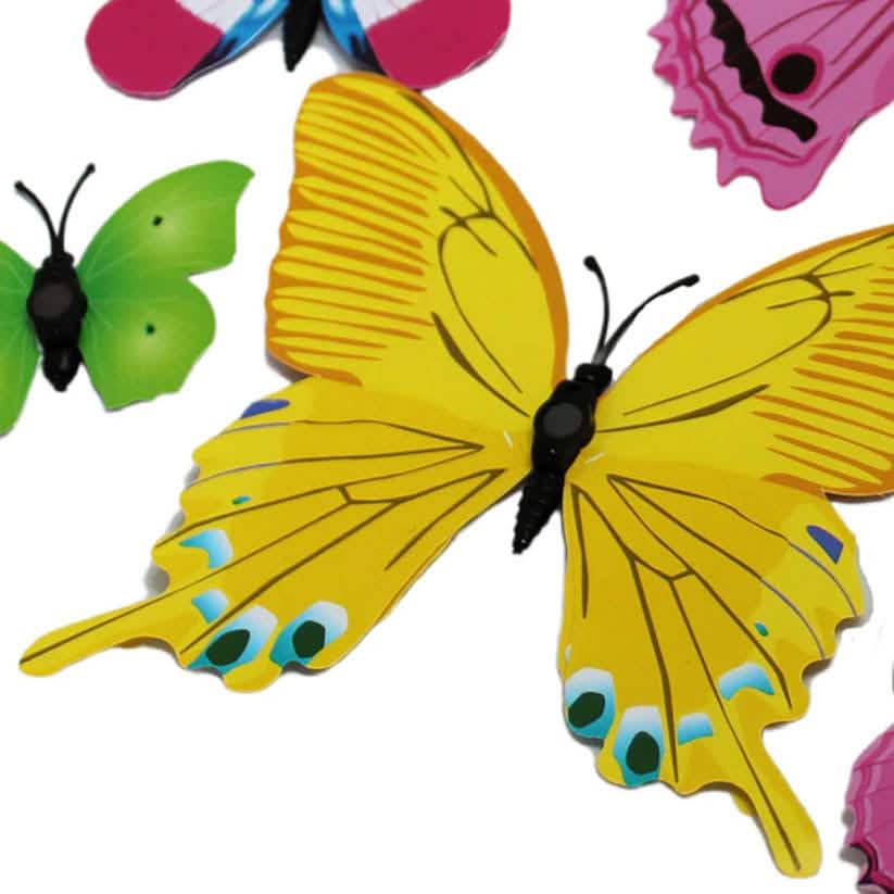 12-Pieces: Mixed Color 3D Butterfly Magnet Fridge Stickers DailySale